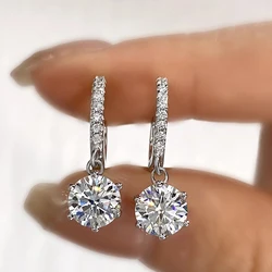 DWJ Brilliant 1CT Certified Moissanite Diamond Hoop Earrings For Women Gift Real 925 Sterling Silver Top Quality Fine Jewelry