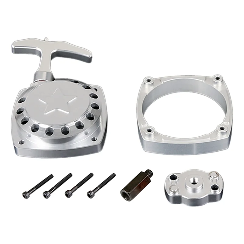 

For 1/5 HPI ROVAN KM BAJA LOSI 5IVE T,Easy Pull Starter Flywheel Machining-Free Turbine,Silver