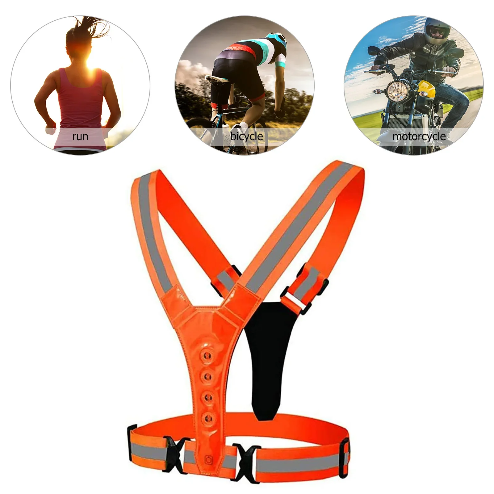 LED Reflective Running Vest Adjustable Elastic Men/Women Vest High Visibility for Outdoor Travel Accessories