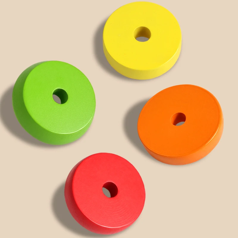 مجموعة تراص الفاكهة الخشبية - كتل التراص على شكل الليمون/البرتقال/الفراولة/الكمثرى للمهارات الحركية الدقيقة والتعرف على الأشكال #5