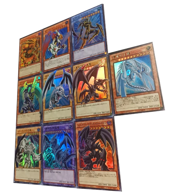 Yu-Gi-Oh DIY refrakcyjny genialny błękitne oczy biały smok czerwone oczy czarny smok tłoczone na gorąco karty kolekcjonerskie prezenty świąteczne