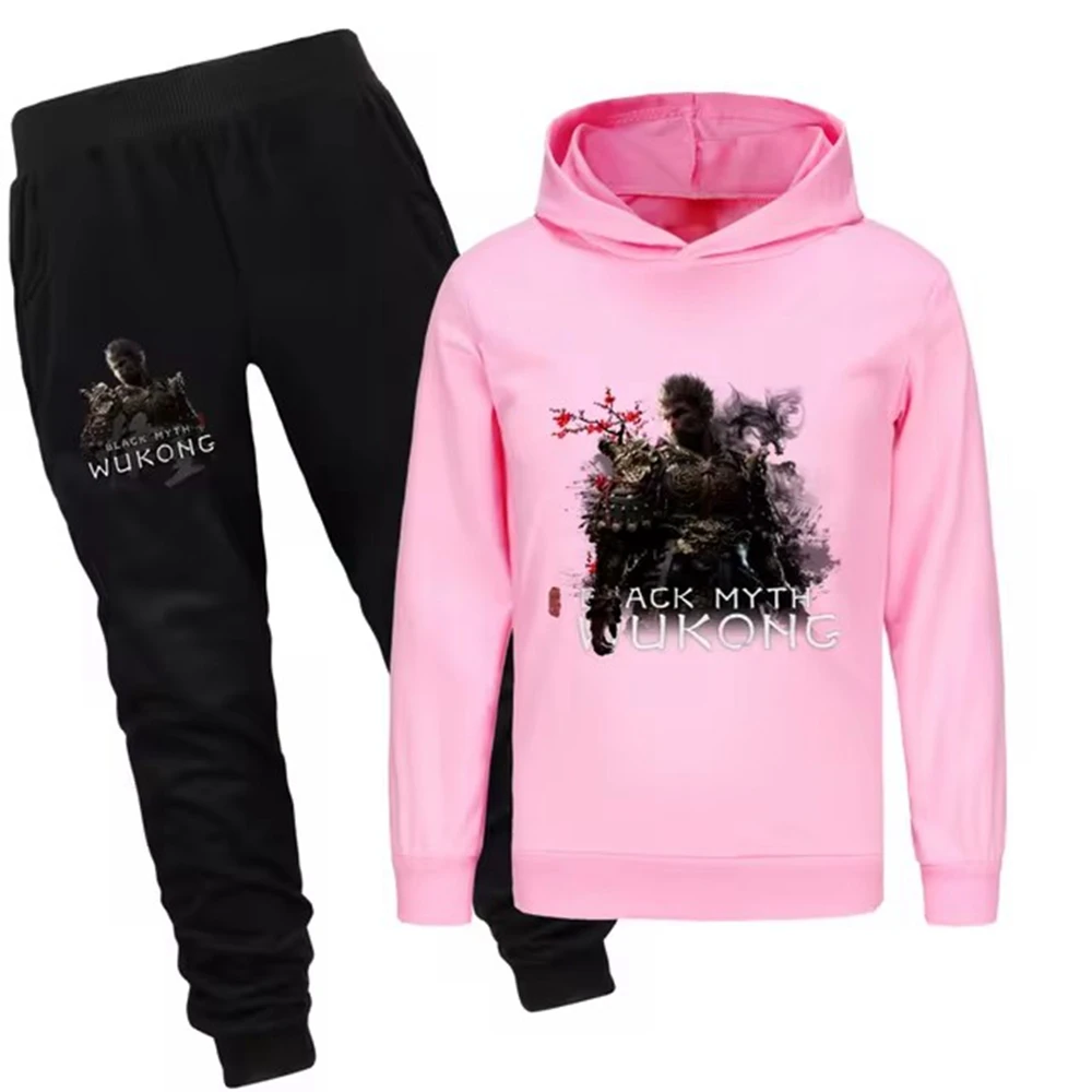 Games Black Myth Wukong Clothes Kids Spring Autumn Tracksuit Girls Hoodies+Pants 2pcs Sets Children's Clothing Boys Sportswear