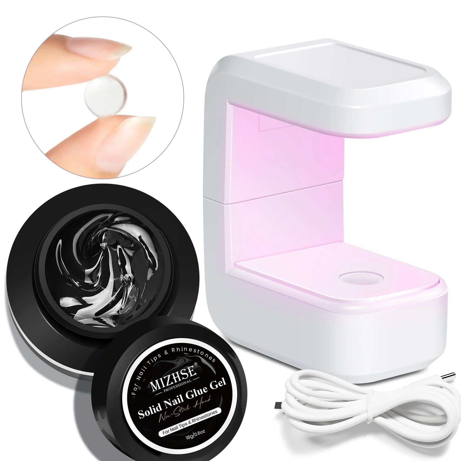 MIZHSE 18G Feste Nagelkleber Gel Kit Drücken Sie Auf Nägel Tipps Kleber Mit UV Led Lampe Trockner Nail art Werkzeuge Semi Permanent Lack Klar