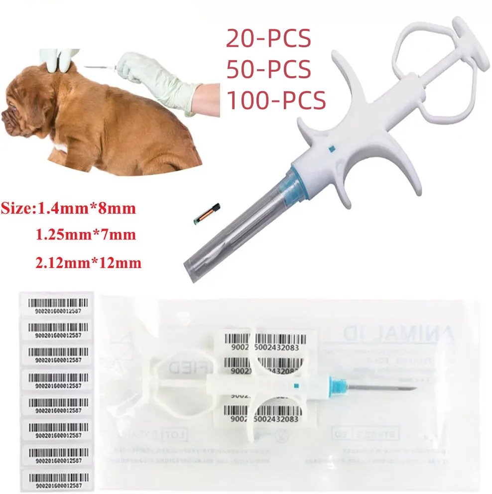 20-100pcs Pet Microchip Animal Chip w/ Injector ID Tag Implants Pig Dog Cat  FDX-B ISO