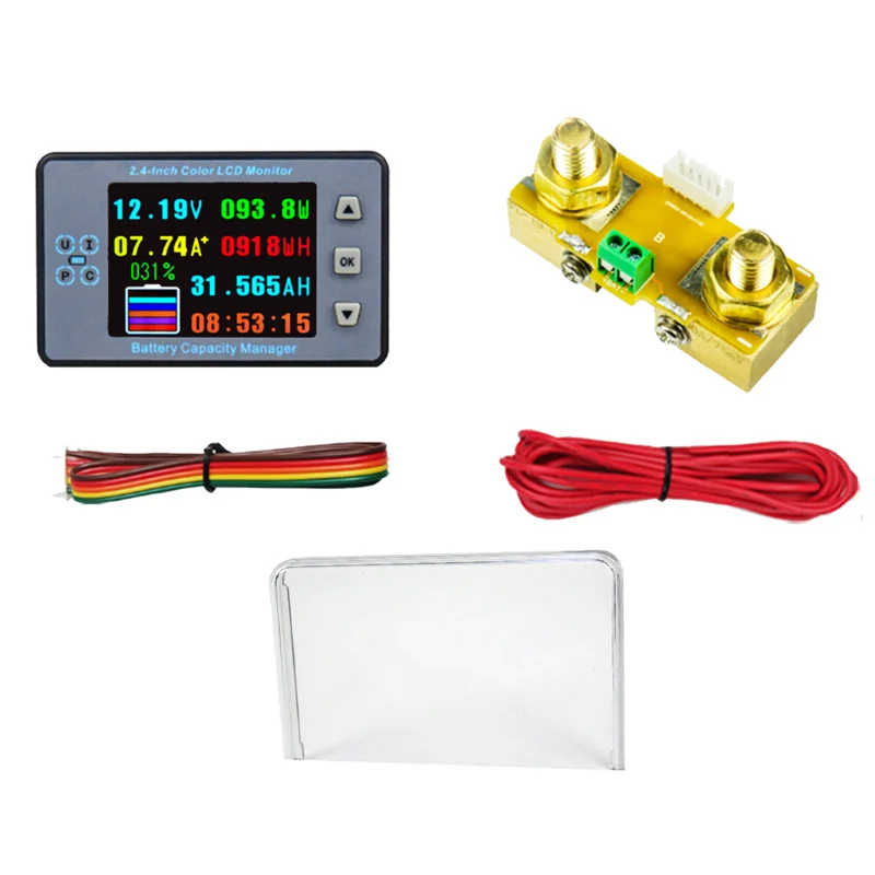 VA9810 2.4 Inch Voltage Meter+100A Diverter+Case Coulometer Capacity Power Detector Monitor for Electric Vehicle/RV