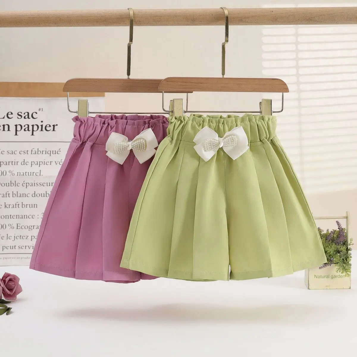 4-16 Yrs Teenager Girls Korean High Waisted Loose Shorts Back To School Green Clothes 2025 New Summer Baby Girls Beach Clothes