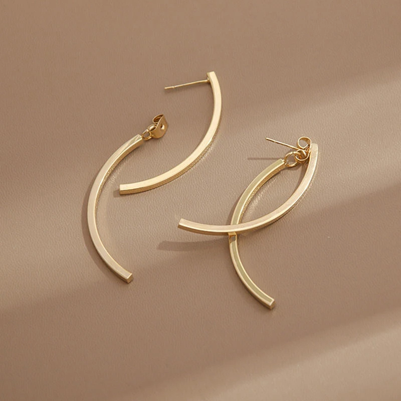 1Pair Korean Stylish Alloy Long Drop Earrings For Women Fashion Simple Hanging Dangle Earrings Jewelry Girls Christmas Gift