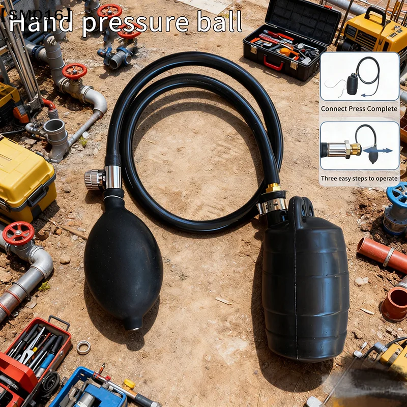Pipe Natural Rubber Drain Air Bag Inflatable Bung Stop Plug Block Hand-operated Gasbag DN 100/75/50mm【SMQ】
