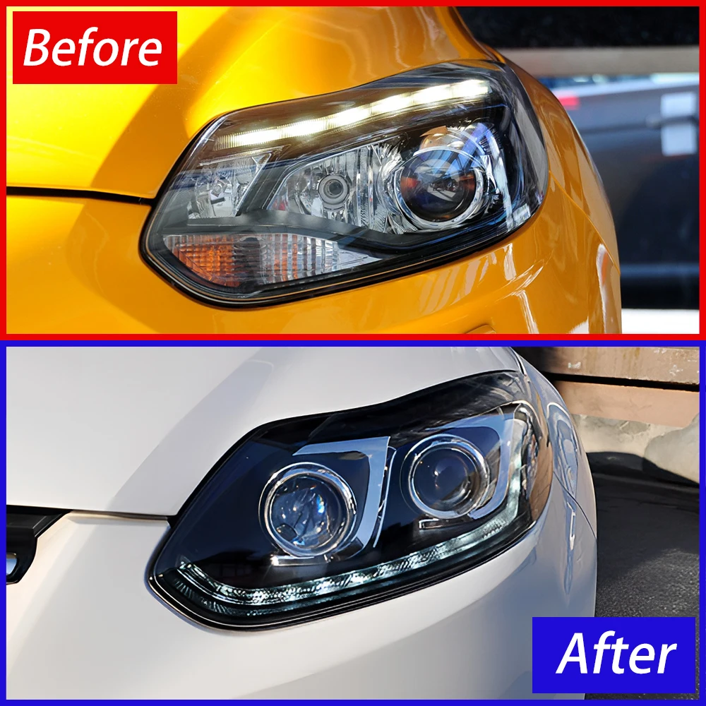 Car Front Lamps For Ford Focus 2012-2014 LED Auto Headlights Assembly Upgrade Flashing Turn Light 2 Projector Lens Accessories