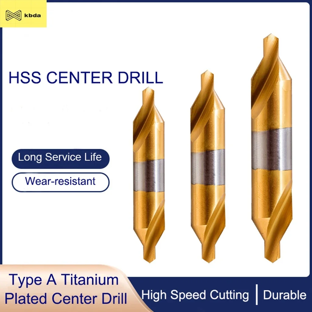 

KBDA 10 шт. HSS центральное сверло для позиционирования с титановым покрытием, спиральная канавка с покрытием 60 ° Механическая центральная дрель с ЧПУ типа A 172