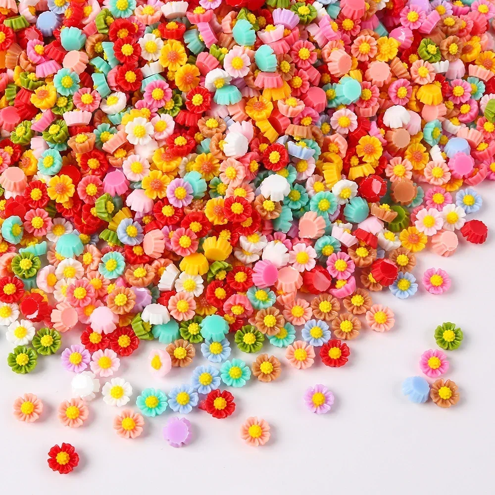 100pcs 3D Resin Flower Mixed Colors Nail Charms Nail Art DIY Jewelry Charms  Manicure Supplies Women Accessories