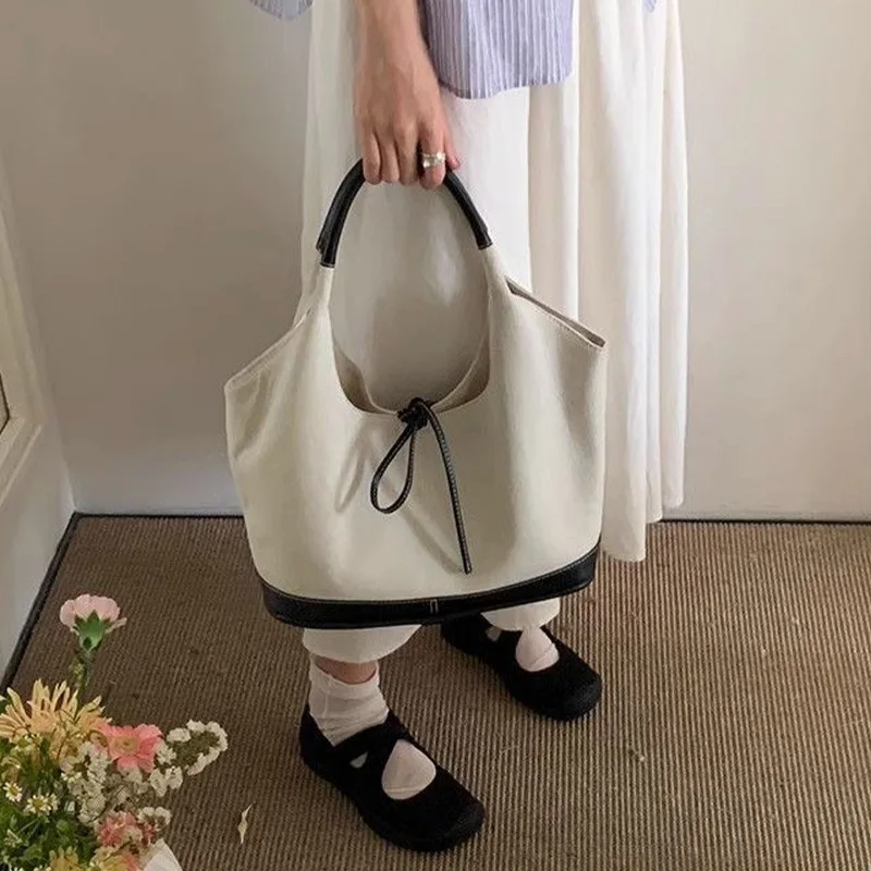 الكورية سعة كبيرة حمل حقيبة المرأة اللحوم تشن ويترم جديد القوس المتخصصة قماش الكتف حقيبة الإبط