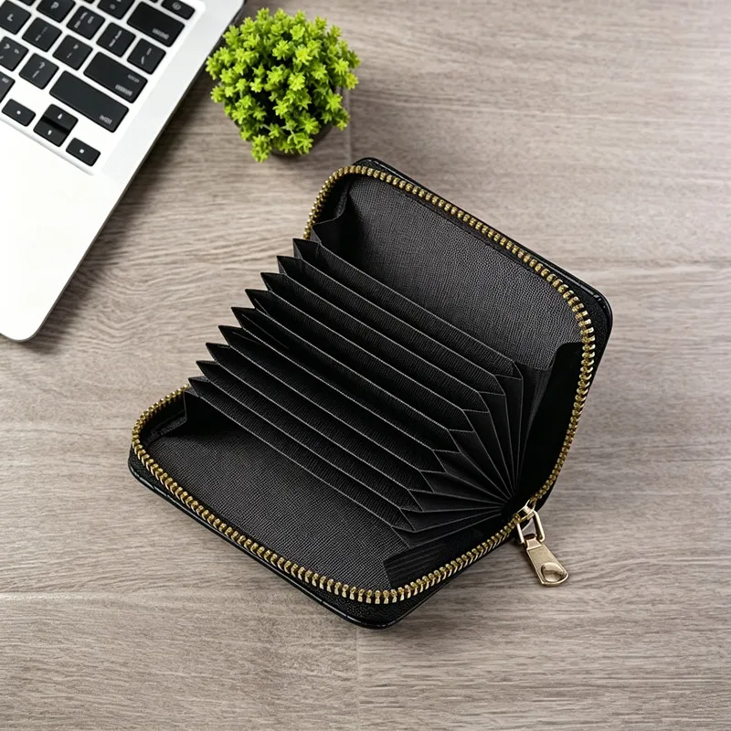 11 Slots Crocodile Pattern Accordion Card Holders PU Leather Zipper Multi-functional Wallets Anti-Demagnetization Card Organizer