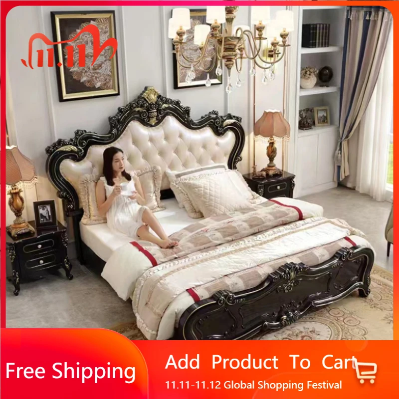 

Эстетический дизайнерский каркас кровати, главный европейский трон, роскошная двуспальная кровать размера King Size, современная мебель принцессы Muebles для заднего двора