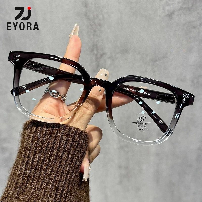 

Очки для чтения EYORA с увеличенной оправой для женщин, TR90, с защитой от синего света, фотохромные, с оптическими линзами, подходят для мужских рецептурных линз