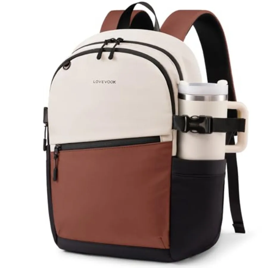 

Everyday Backpack for Women, Chic Versatile Backpack with Water Bottle Pocket, Lightweight Waterproof Casual Daypack for City W