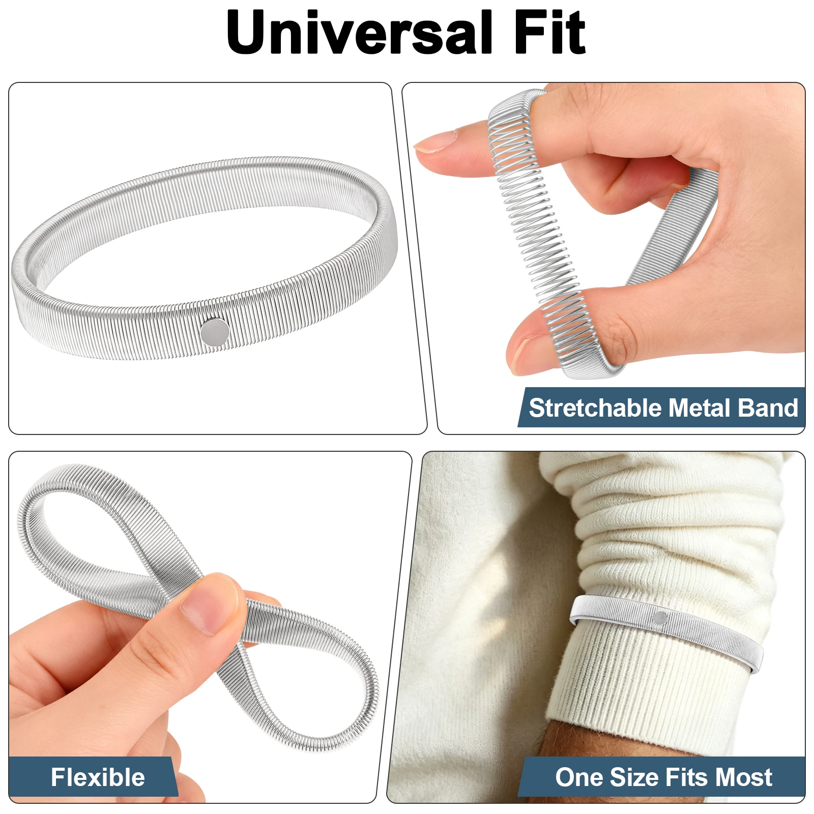 Adjustable Elastic Metal Armband Shirt Sleeve Holder Stylish Arm Cuffs for Women Men Party Daily Outfit Accessories
