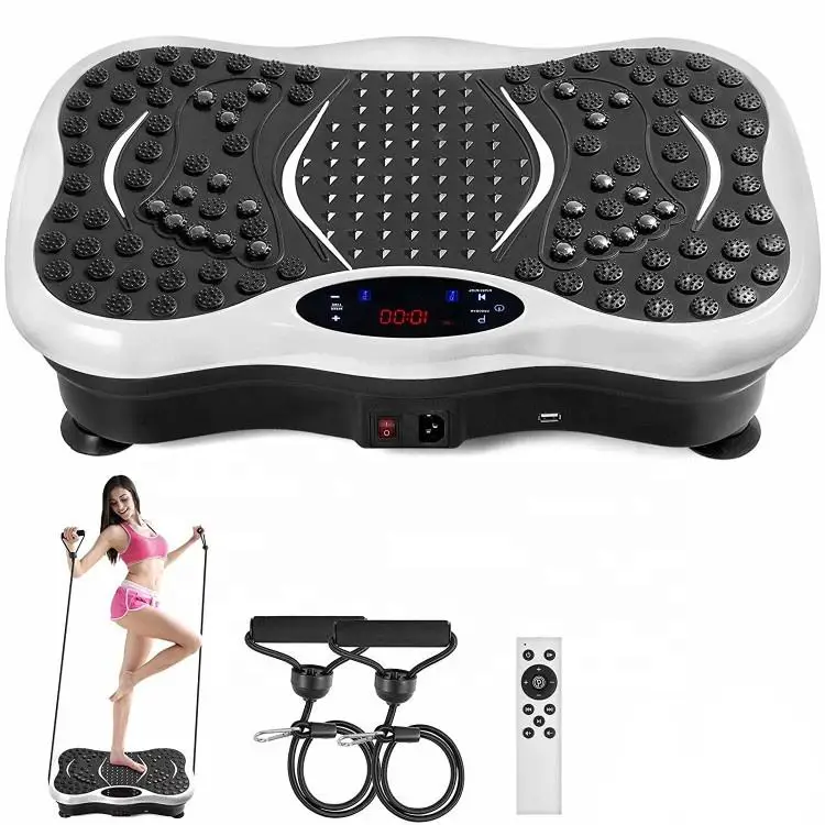 

Vibration Plate, 52 x 30 cm Exercise Machine, Fitness Platform with Loop Bands and Remote, for Weight Loss, Home Gym Equipment