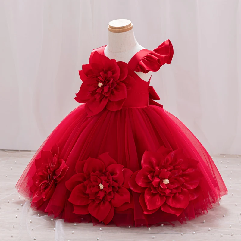 Pageant dresses for Toddler girls new single shoulder flower girl beauty pageant dress 0-6 years old formal Christmas costume