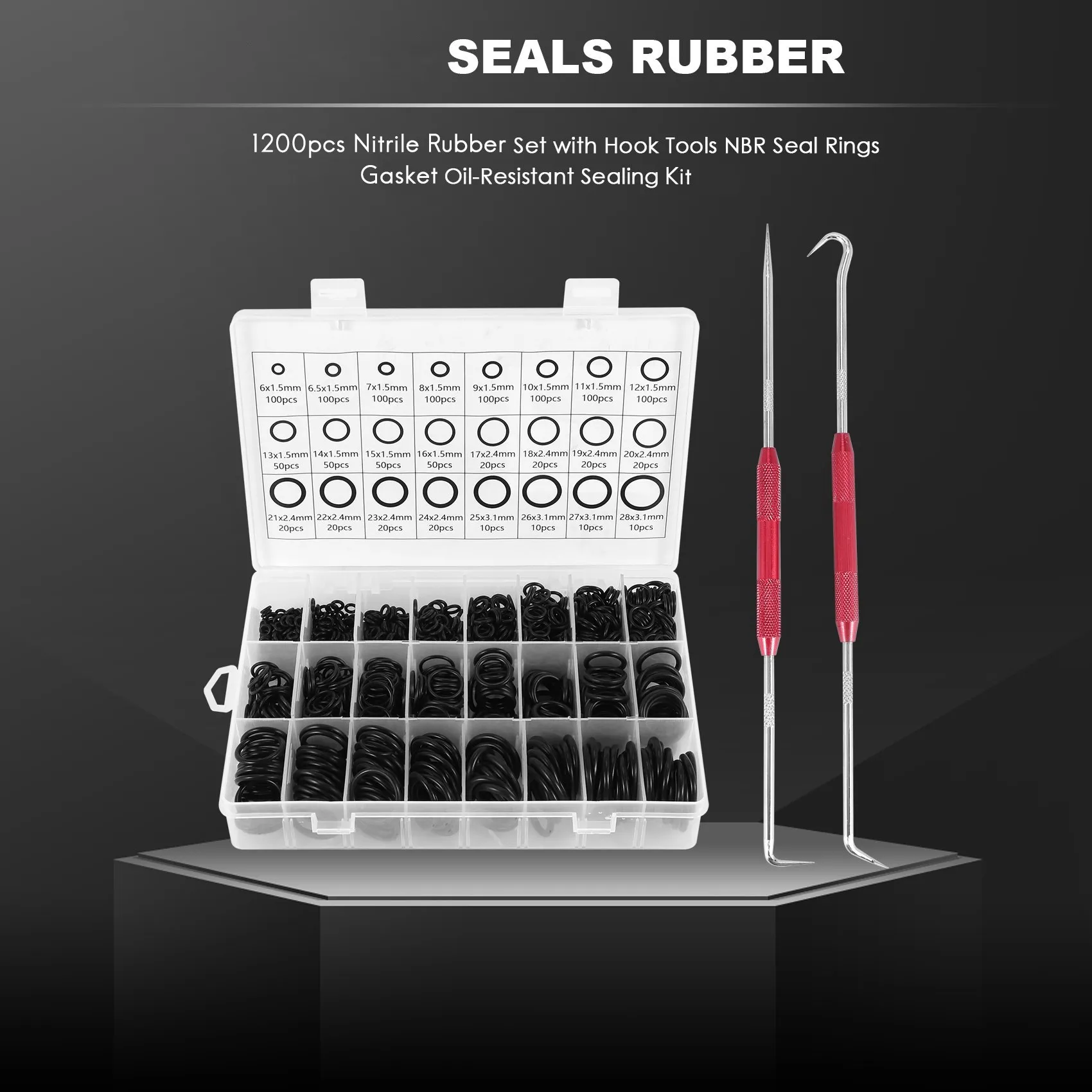 N84R 2400PCS Nitrile Rubber O Ring Set With Hook Tools NBR Seal Rings Gasket Oring Oil-Resistant Sealing O-Ring Kit