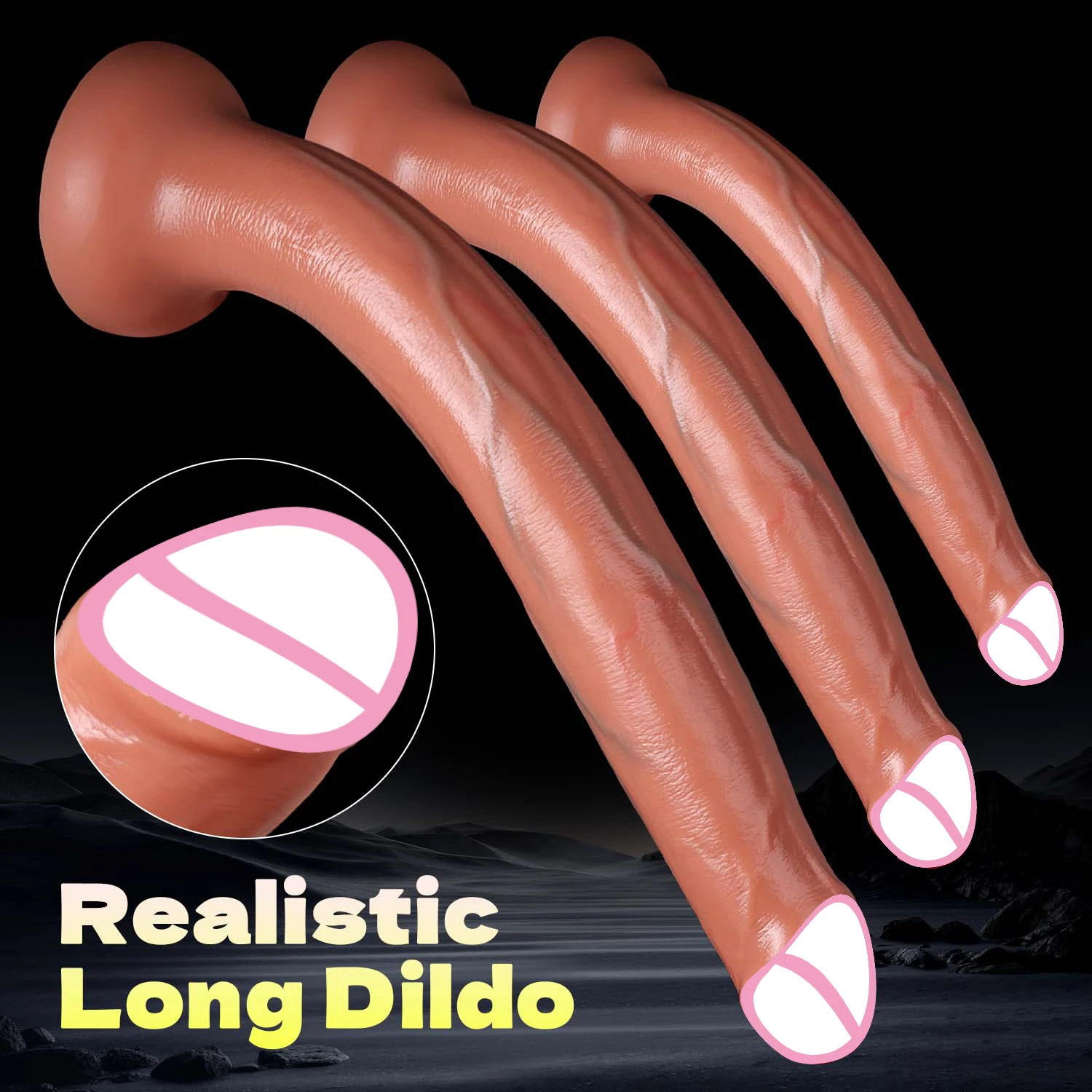 3 Sizes Realistic Super Long Dildo Penis with Suction Cup Soft Masturbator Huge Skin Feel Anal Dick Sex Toy for Men Women Adults