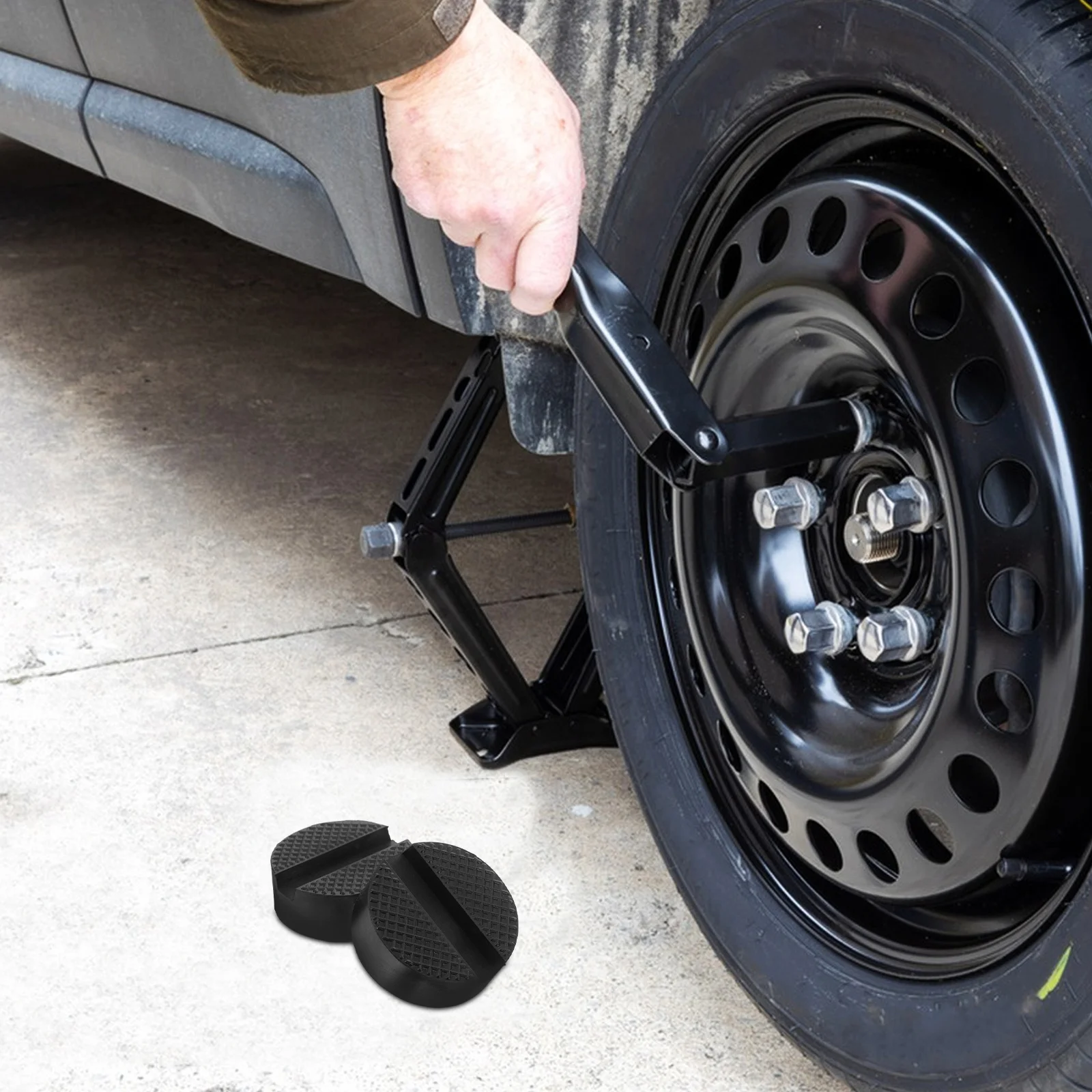 

2Pcs Rubber Block for Car Jack Universal Fit Lifting Pad with Pressure Distribution Non-Slip Surface for Jack Stands and