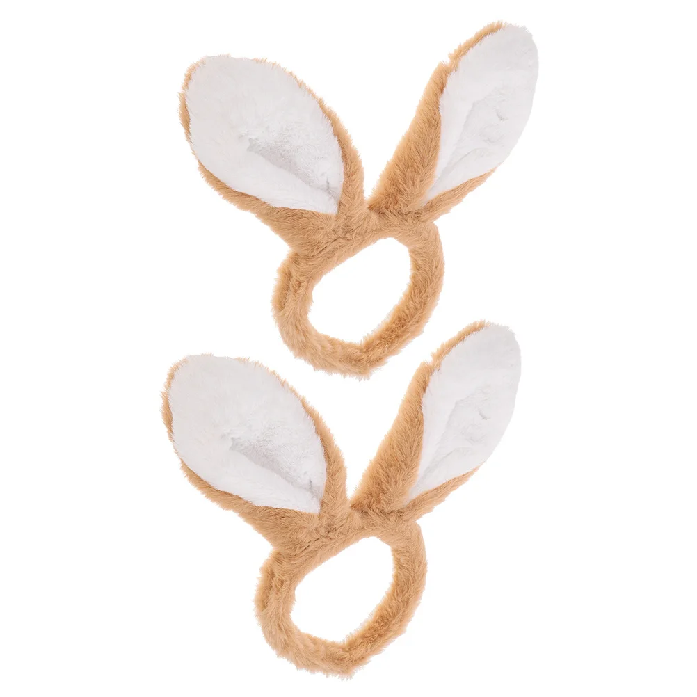 

2Pcs Bunny Headb Khaki Cartoon Hair Accessories Girls Women Headdress Costume Easter Party Rabbit Ears Props