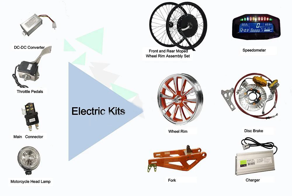 Dual Hub Motor 8000W 96V Concave Design Brushless DC Gearless In Wheel Electric Hybrid Car Conversion Kit