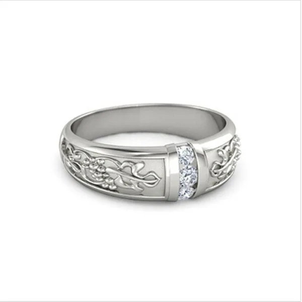 925 Sterling Silver New Creative Floating Engraving Diamond Ring Classic Temperament