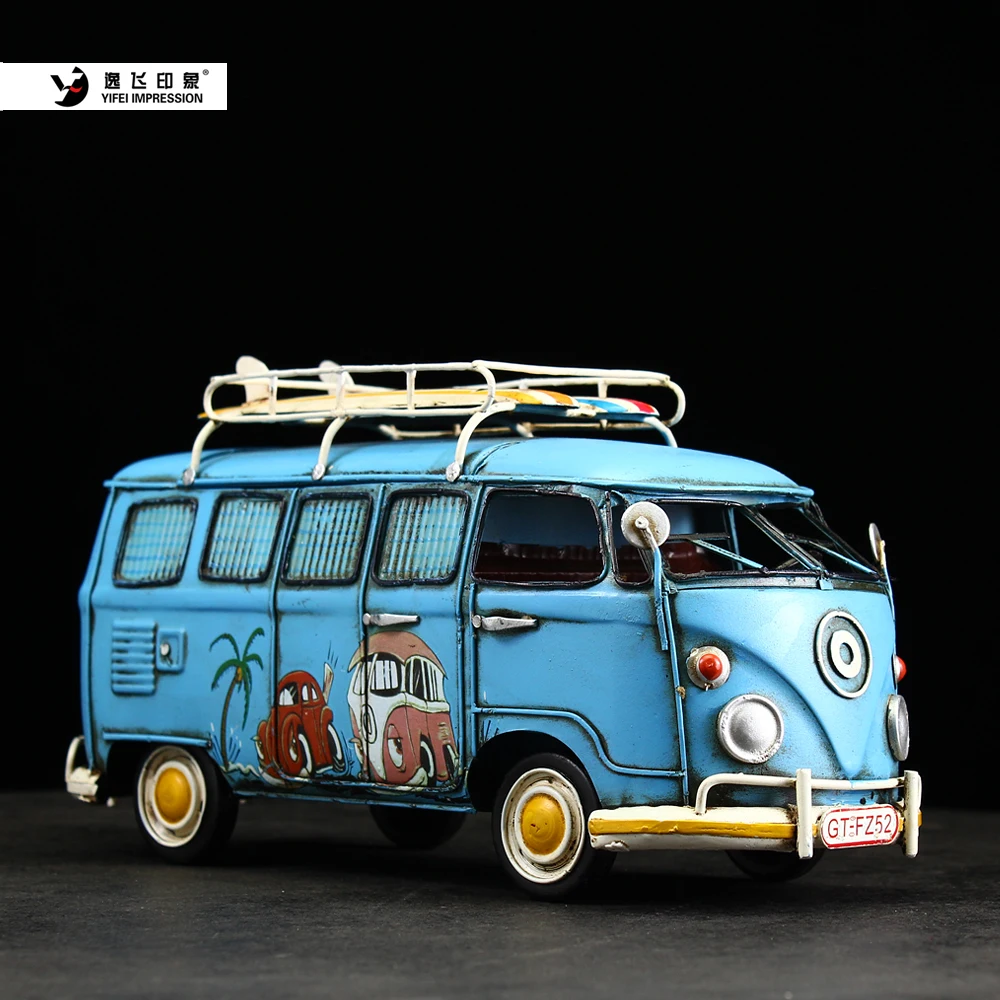 

Yifei Impression Retro Nostalgic Vintage Bus Camper Van Model Prop Model Craftsman Ornamental Piece