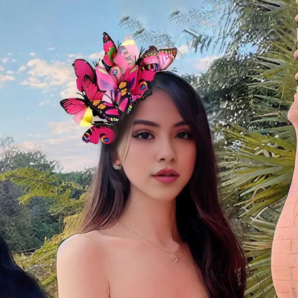 Colorful Butterfly Fascinator Hats Monarch Butterfly Decor Crown Tea Party Headband Halloween Costume Headpiece Girls Hair Hoop