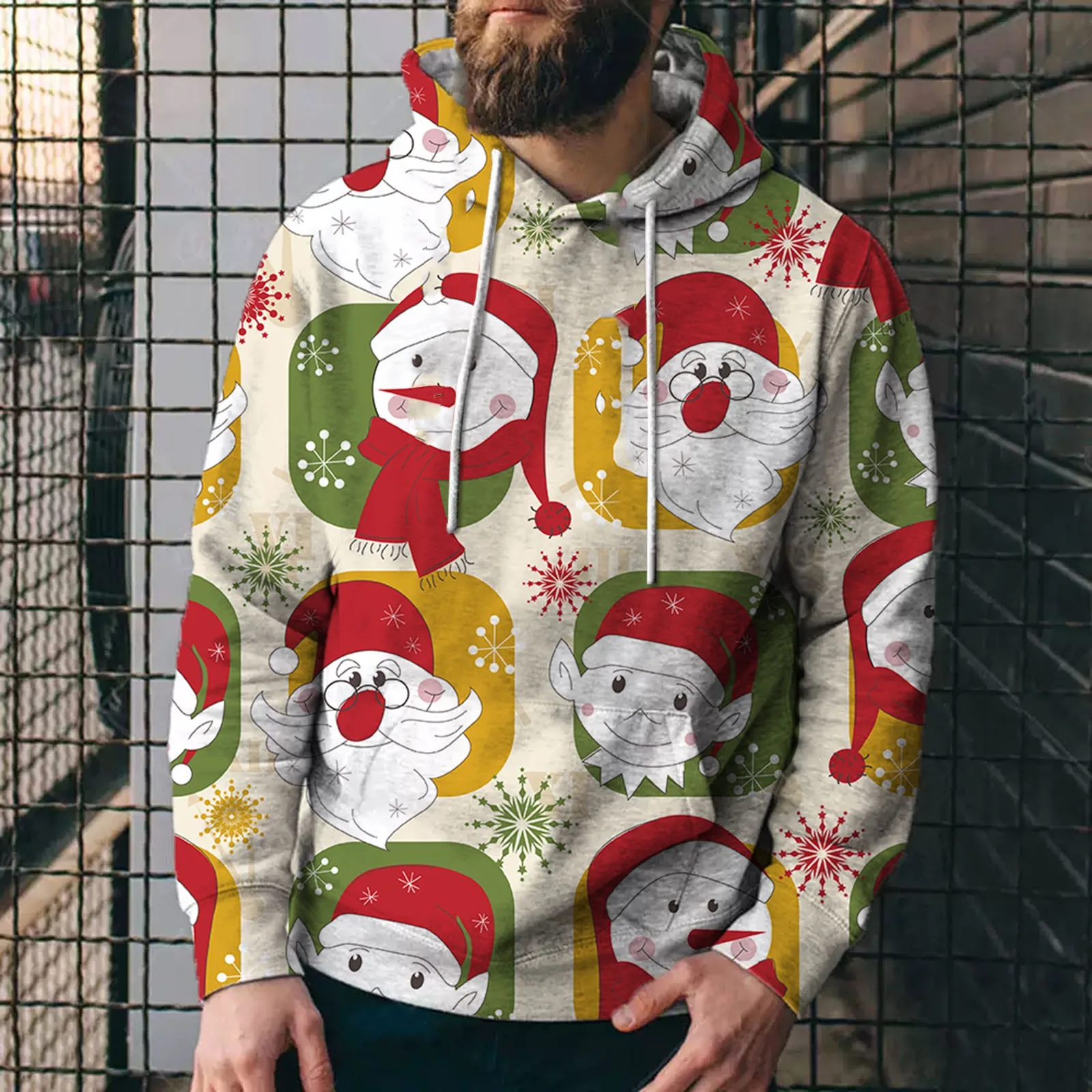 

Мужская Рождественская Праздничная зимняя теплая блузка с капюшоном и круглым вырезом с забавным принтом и длинным рукавом мужская фотография