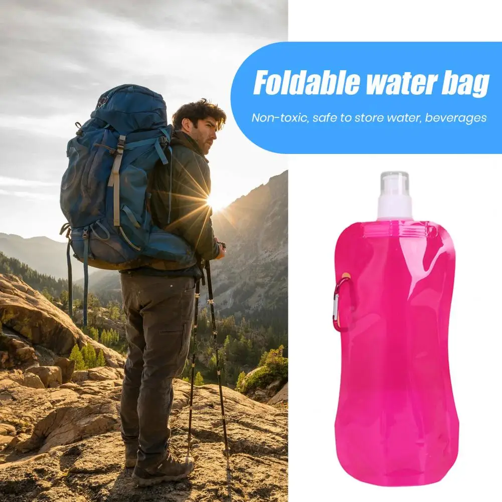 480ml Collapsible Water Bottle BPA Free Reusable Water Pouch Hiking Camping Travel Folding Water Bag Drinking Bottle