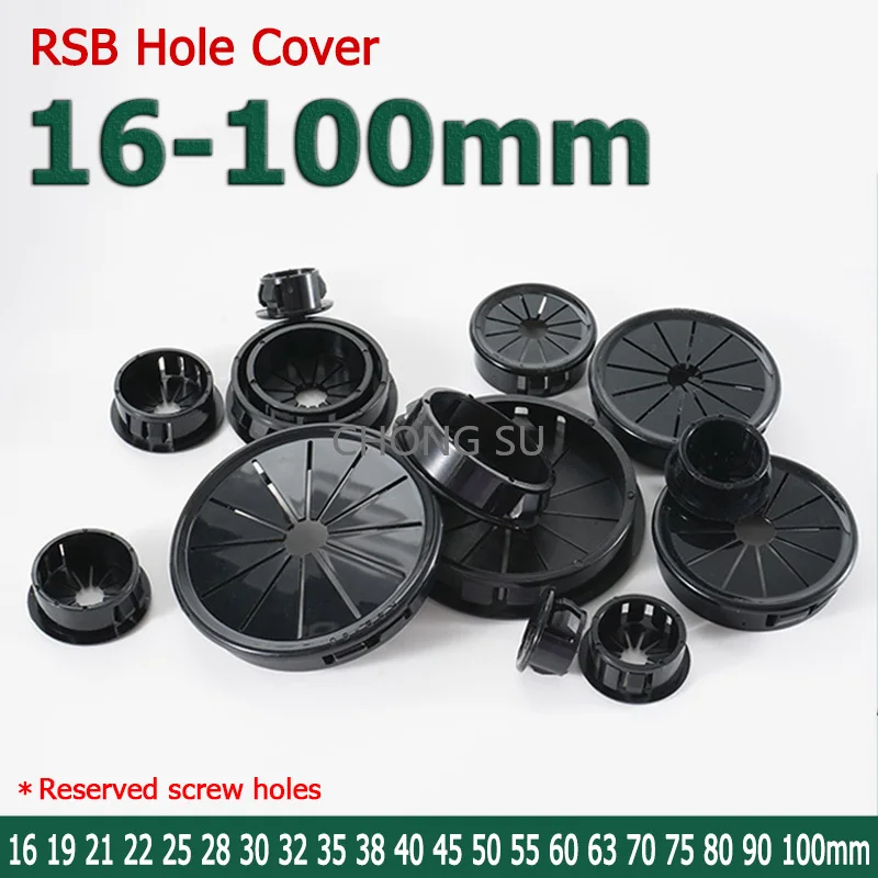 

1-100pcs Hole Cover Black Desk Table Line Cable RSB Round Snap-on Hole Cover Wire 16 19 21 22 25 28 30 32 35 38 40 45 50-100mm