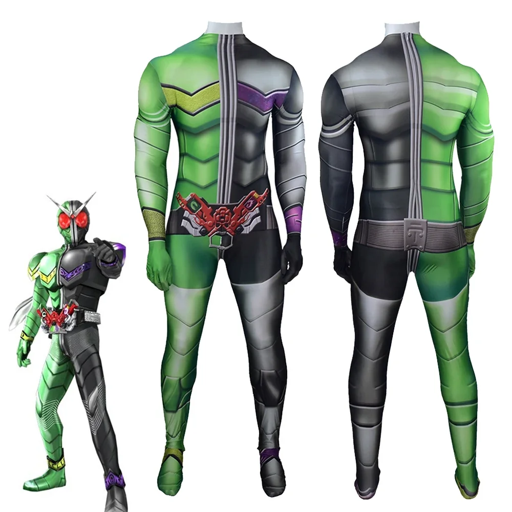 Japan TV Series Kamen Rider W Cosplay Costume Zentai Adults Kids Bodysuit Masked Rider Jumpsuit Halloween Party One-Piece Suit