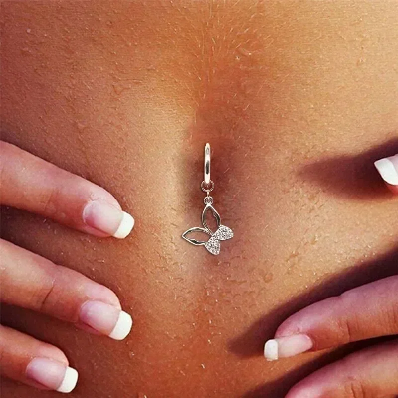 Heart Fake Belly Button Ring Fake Belly Piercing Butterfly Clip On Umbilical Navel Fake Pircing Pentagram Cartilage Earring Clip