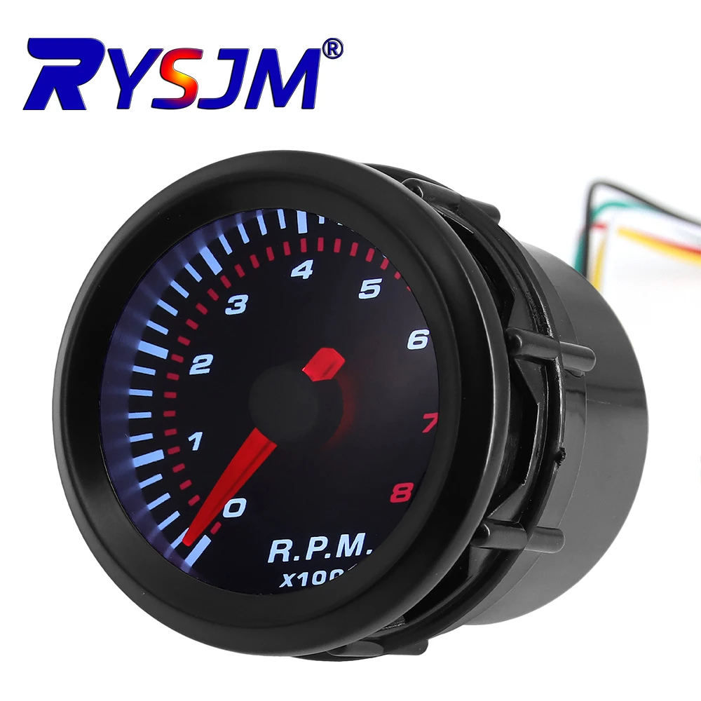 0-8000 RPM Meter Car Gauge White LED Auto Tachometer Digital pointer Gauge For 1-8 Cylinders