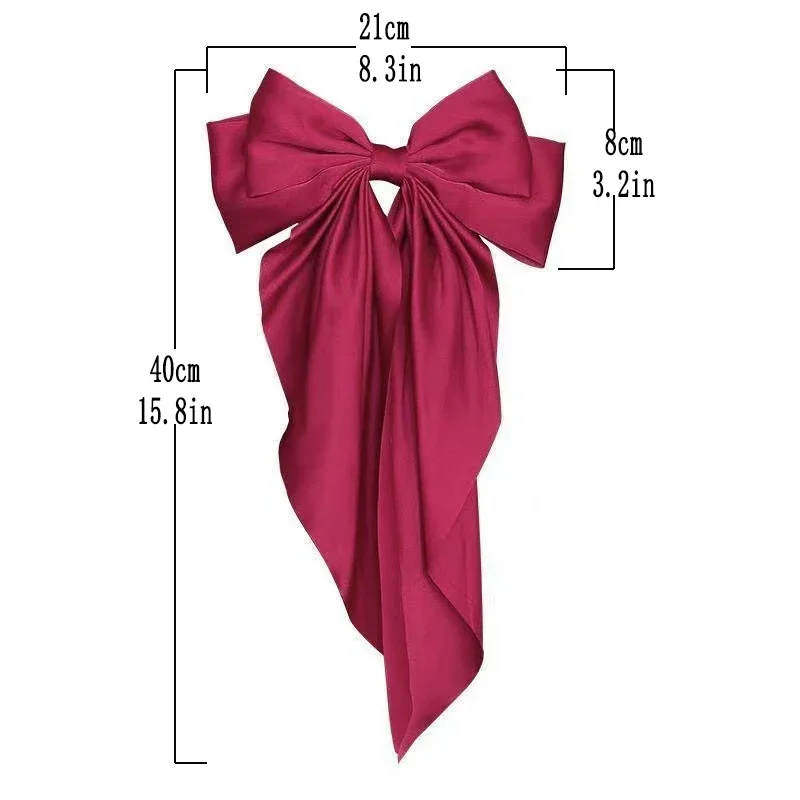 2023 New Women Large Bow Hairpin Summer Chiffon Big Bowknot Stain Bow Barrettes Women Solid Color Ponytail Clip Hair Accessories