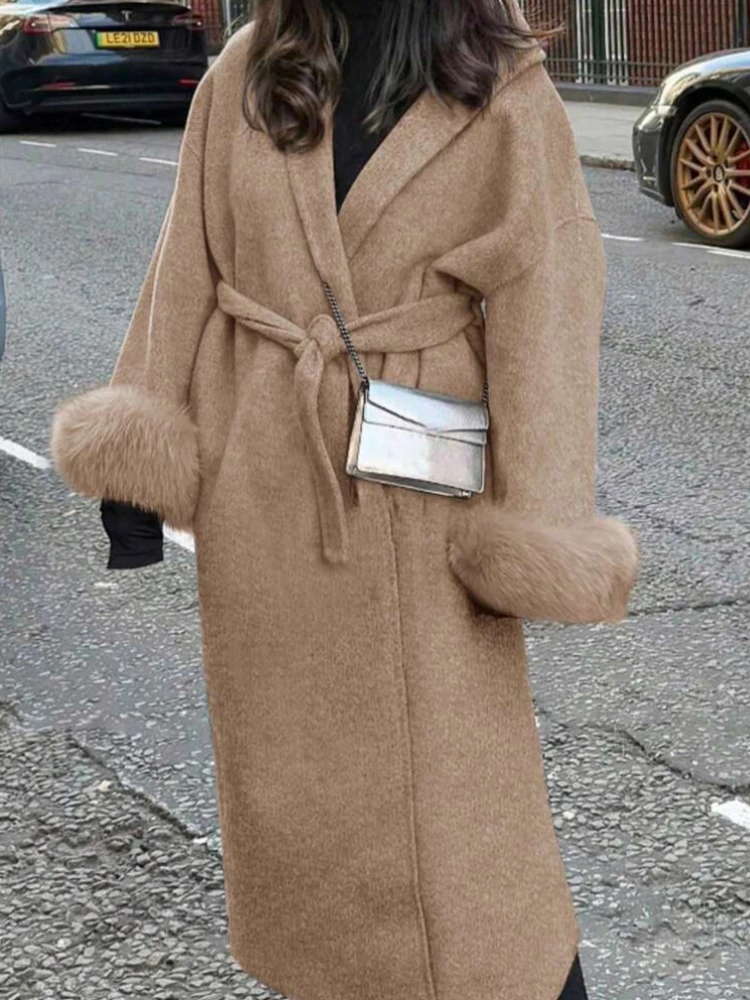 Removable Cuffs Fox Fur Temperament Cashmere Short or Long Jacket High End Double-sided Wool Strapping Real Wool Fur Coat Women