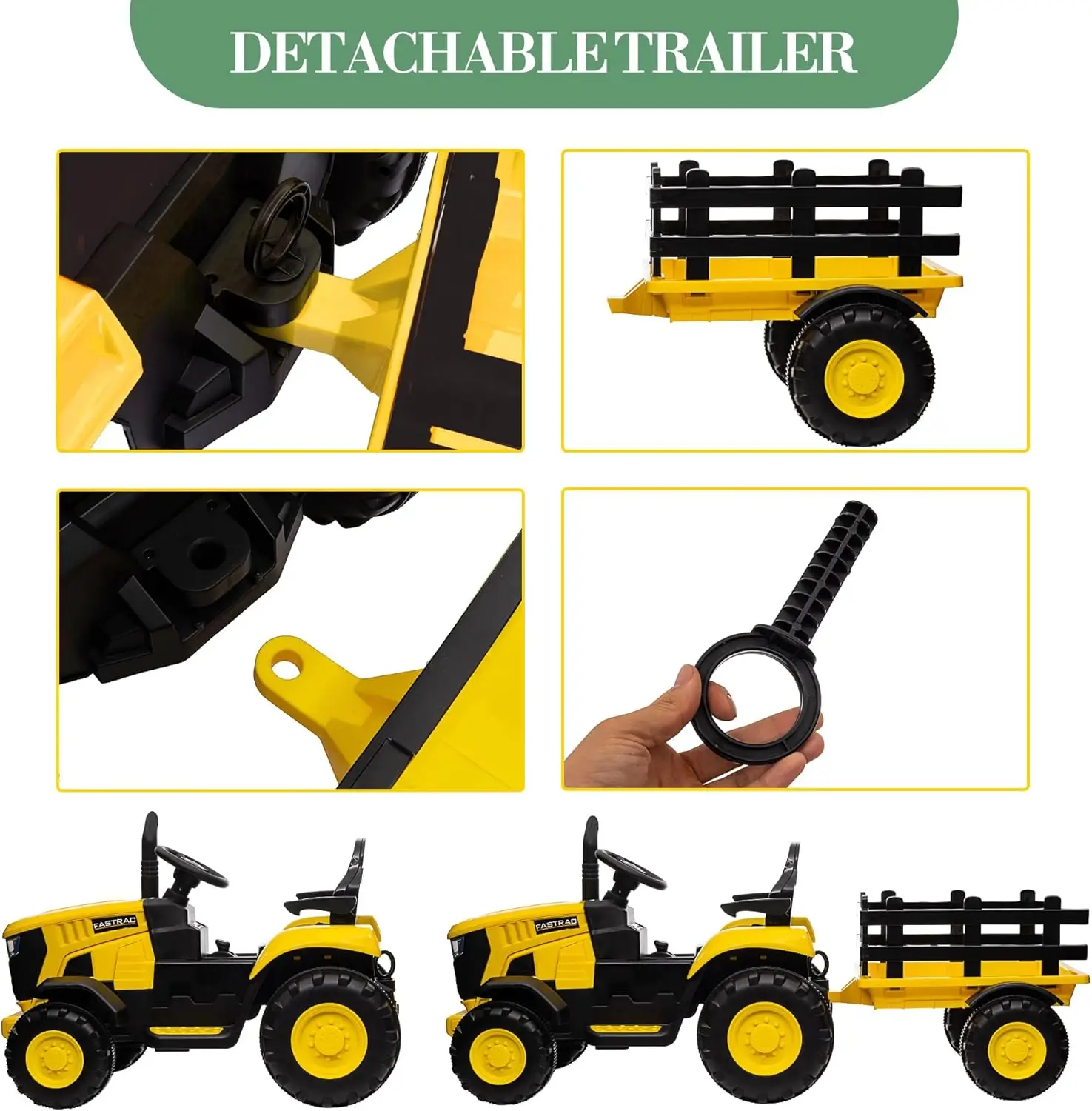 Tracteur de jouets pour enfants, alimenté par batterie 12V, avec télécommande, double moteur 35W, Bluetooth, musique, changement de vitesse à 3 vitesses, ceinture de sécurité pour 3-6 ans