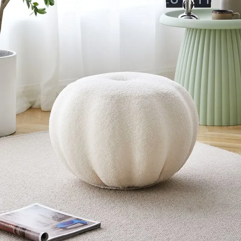 Pumpkin Sofa Stool Living Room Shoe Changing Stool Bedroom Soft Plush Round Multiple Colors Small Flower Simple Cute