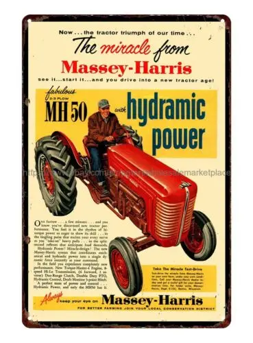 Massey Harris MH-50 Tractor metal tin sign home interior accessories