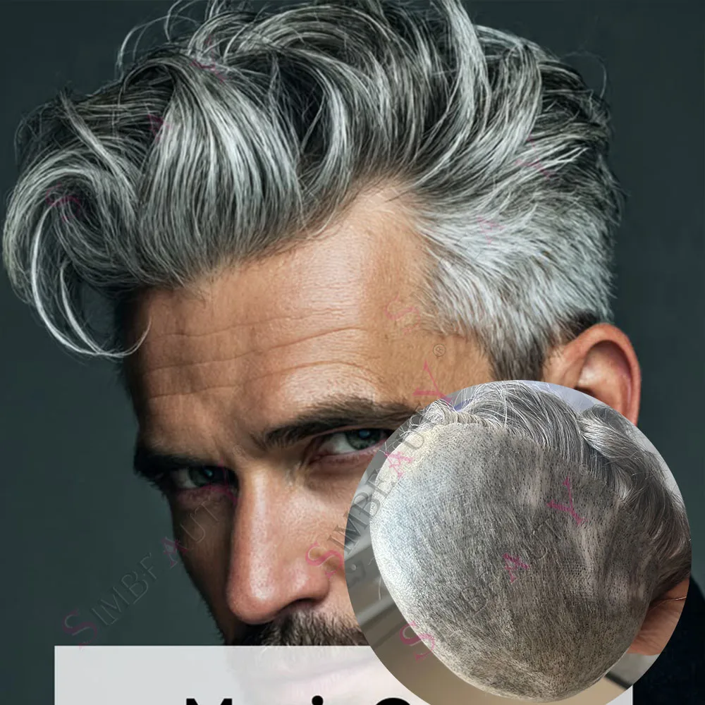 

Undetectable Durable 0.1mm Injection Thin Micro Skin PU 1b65 Human Hair Toupee Replacement Prosthe Black Brown Grey Man Hairpiec