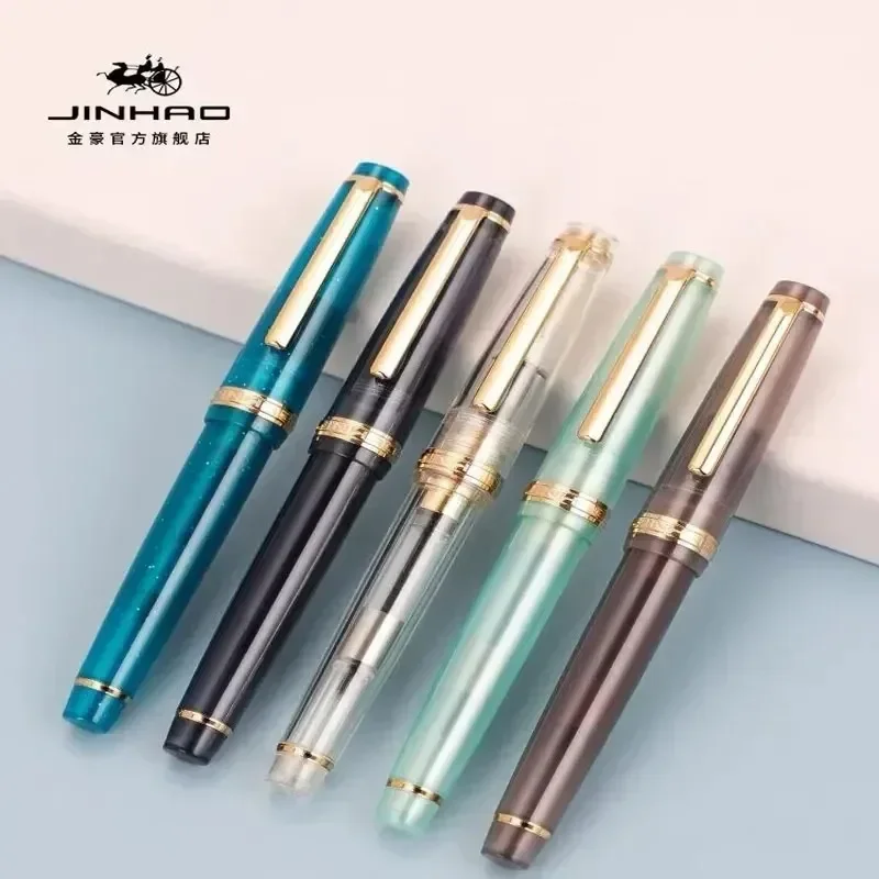 JINHAO 82 Fountain Pen Transparency Pen Spin Golden EF F M Nib Business Office School Supplies Ink Pens Stationary