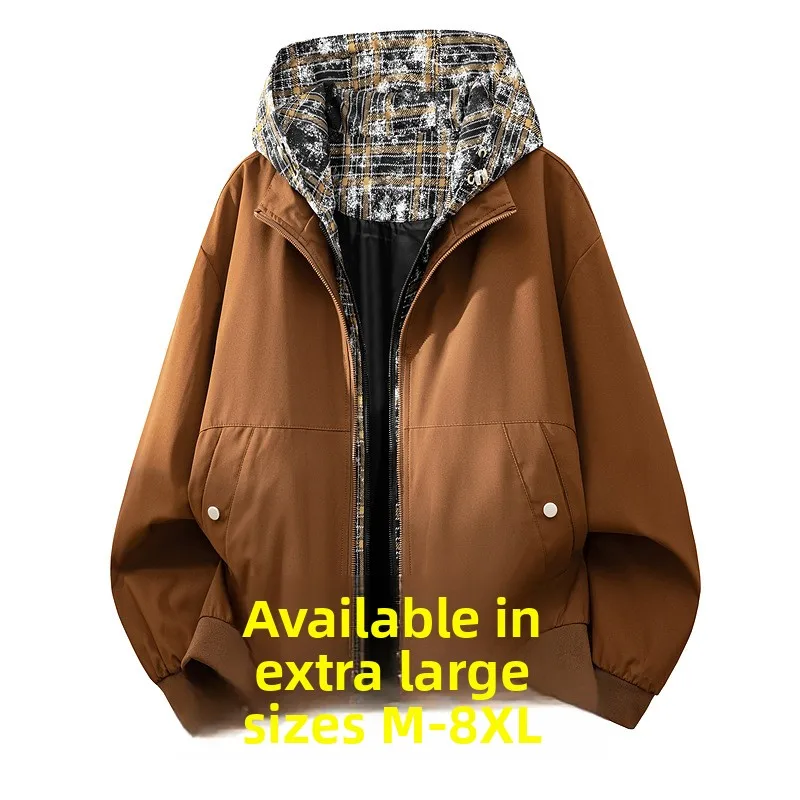 

Мужская повседневная куртка-оверсайз в клетку с капюшоном, осенне-зимняя, новая, модная, свободного кроя, брендовая, для мужчин