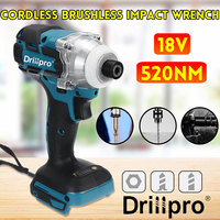 Drillpro 520Nm Cordless Impact Drill Electric Screwdriver Rechargeable Handheld Hammer Drill Power Tool for Makita 18V Battery