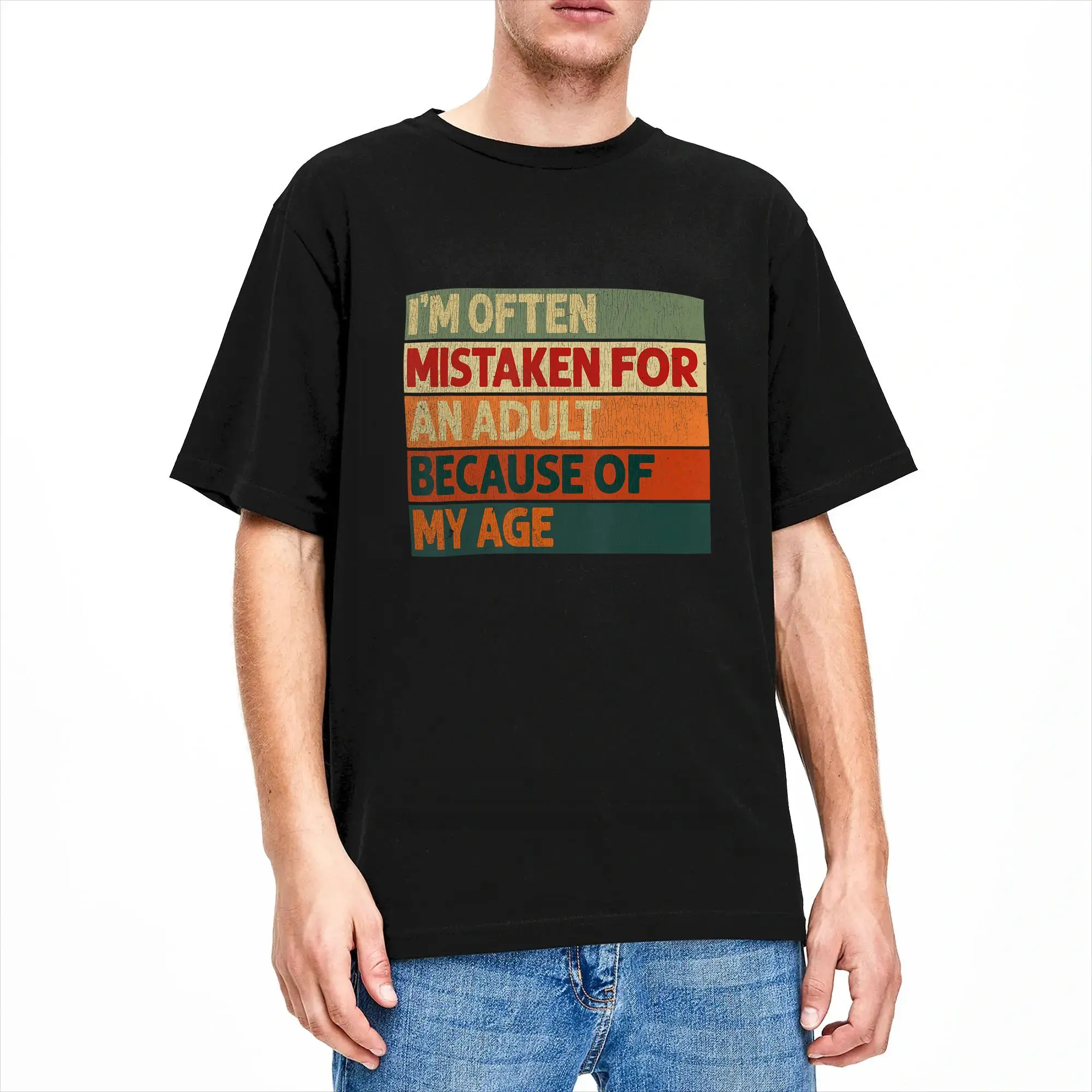 Vintage T Shirt Summer I‘m Often Mistaken for an Adult Because of My Age Funny Fashion T-Shirts  Cotton Tshirt for Men Y2K Tees
