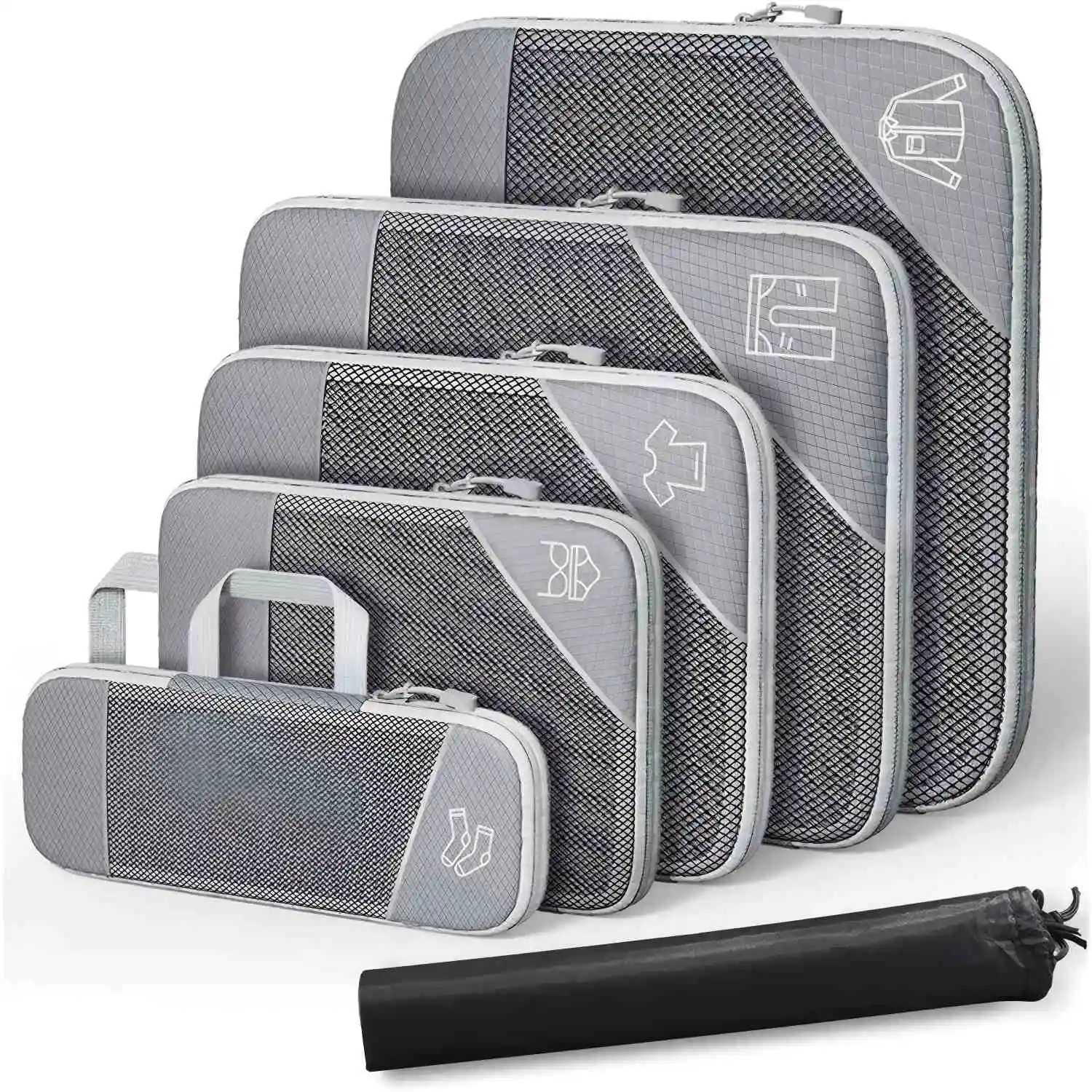 

6PCS Compressed Packing Cubes Travel Storage Organizer Bags Luggage Suitcase Organizer Bags Space Saving Packing Cubes