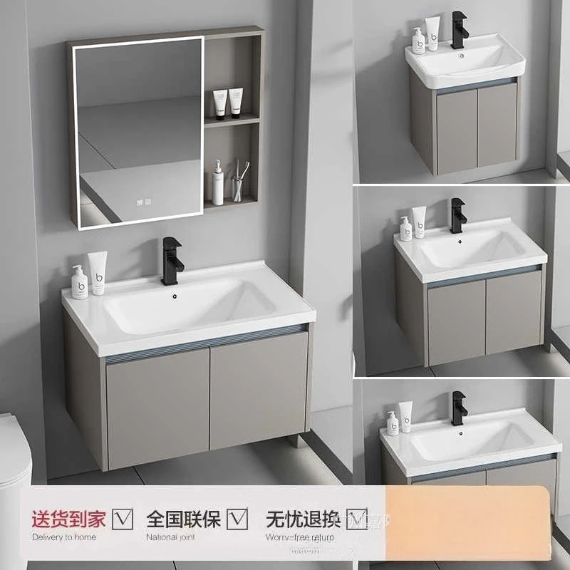 

Engineer Simple Space Aluminum Bathroom Cabinet Combination Washbasin Cabinet Washbasin Cabinet Integrated Ceramic Basin