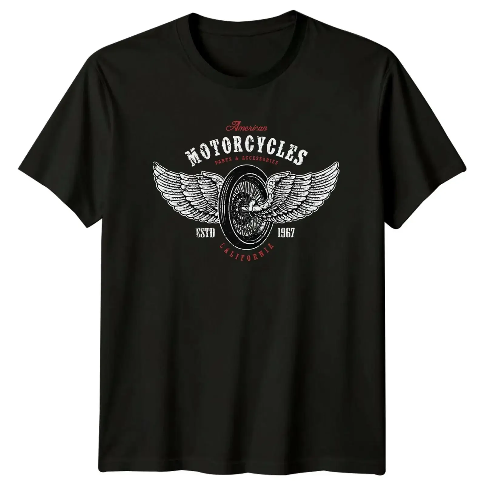 American Motorcycles Wheel Wings Motorrad Herren T Shirt Damen Grafik vintage Washed Versatile Stretched fashion Soft graphic